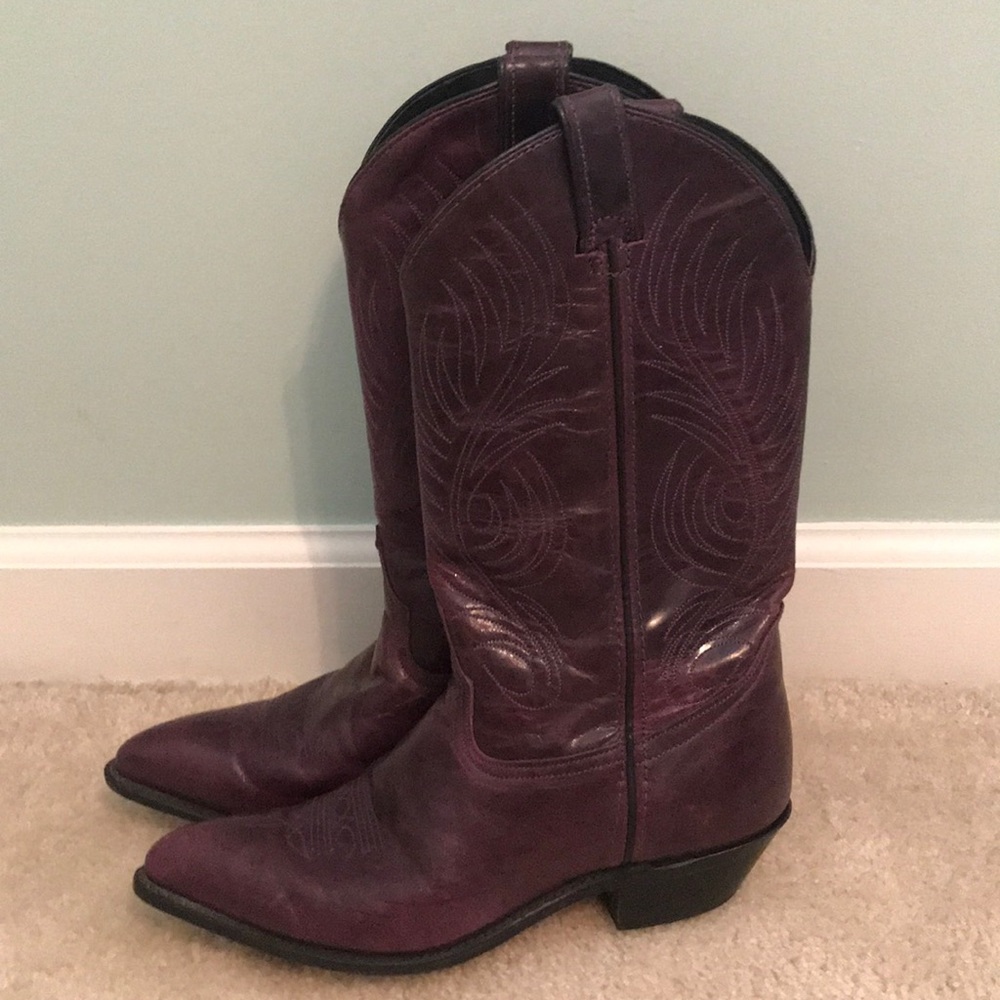 Plum Genuine Leather Cowgirl Boots